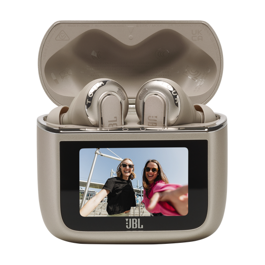JBL Tour Pro 3 - Latte - True Wireless Noise Cancelling earbuds with Smart Charging Case&trade; - Detailshot 3